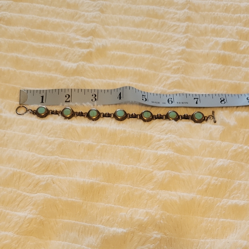 Vintage Mexico 925 Sterling Silver And Turquoise Bracelet - Picture 6 of 8